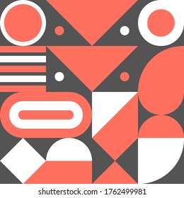 Bauhaus print, geometric seamless retro pattern with shapes, geometric composition, hipster modern abstract background