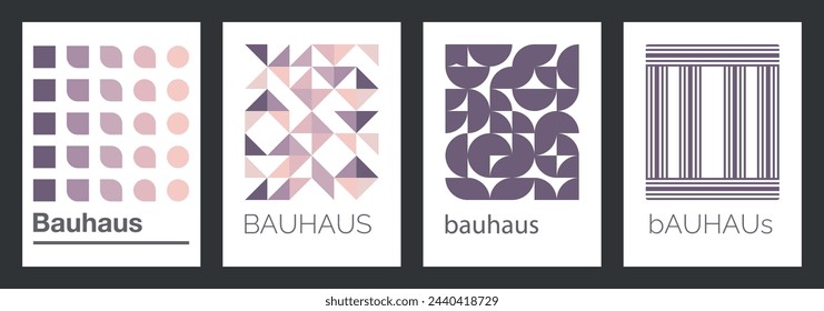 Bauhaus purple gradient shapes, vector, poster, cards, template, design coquette, aesthetic