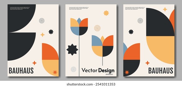 Bauhaus retro style design. Vector illustration. Geometry elements. Design for cover, poster. 