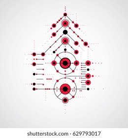 Bauhaus retro wallpaper, art vector background made using grid and circles. Geometric graphic 1960s illustration can be used as booklet cover design.