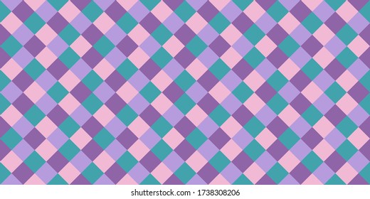 Bauhaus rhombus tiles seamless pattern vector graphic design. Square shapes vintage wallpaper. Rhombus geometric seamless pattern, plaid fabric print. Decorative squares endless backdrop.
