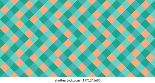 Bauhaus rhombus tiles seamless pattern vector graphic design. Square shapes vintage wallpaper. Rhombus geometric seamless pattern, plaid fabric print. Abstract squares endless backdrop.
