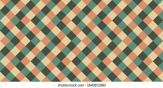 Baldosas de Bauhaus rhombus sin fisuras diseño gráfico vectorial. El cuadrado forma el fondo vintage. Rhombus patrón geométrico sin costuras, mantel de impresión textil. Los cuadros futuristas son un fondo interminable.