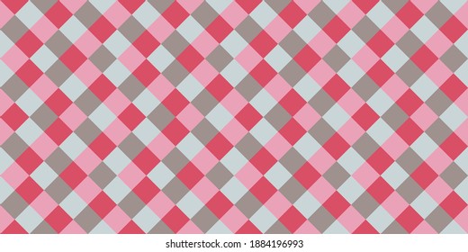 Bauhaus rhombus tiles seamless pattern vector graphic design. Square shapes retro wallpaper. Rhombus geometric seamless pattern, plaid fabric print. Futuristic squares endless backdrop.
