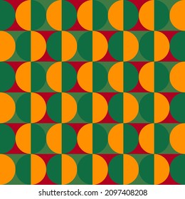 Bauhaus naht Muster mit runden Formen. Circles Hintergrund, wiederholen Muster. Geometrischer abstrakter Minimaldruck. Vektorgrafik