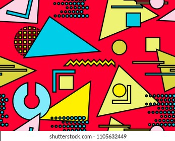 Bauhaus seamless pattern. Geometric elements memphis in the style of 80s. Modern abstract background. Vector illustration