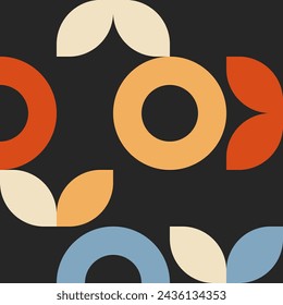 Bauhaus seamless pattern, geometric print, red blue orange. Vector modern trendy geometric pattern