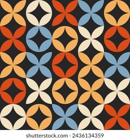 Bauhaus seamless pattern, geometric print, red blue orange. Vector modern trendy geometric pattern