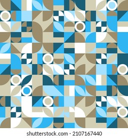 Bauhaus nahtloses Retro-Muster. Vintage Fliesen abstrakter Hintergrund. Komplexe geometrische Tapete. Komposition mit geometrischen abstrakten Formen. Vektorwiederholmuster
