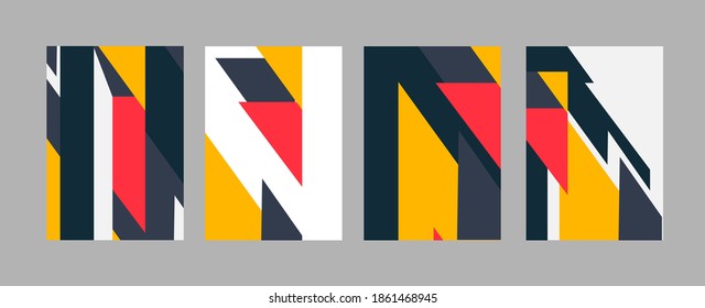 Bauhaus set vector background. Minimal pattern modern style with yellow, blue, red, white and black color. Abstract geometric shapes for mobile applications, in Instagram, art, dynamic texture.