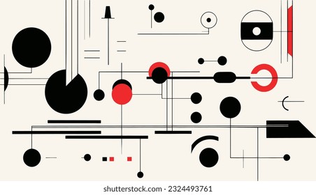 simplicidad bauhaus, contornos negros audaces, diseños mecánicos, planos y gráficos, diseño vector precisionista, arte vector simplista, patrones de formas geométricas