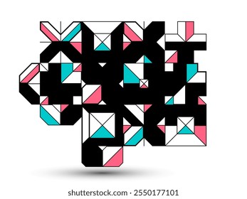 Bauhaus style abstract geometric vector background with circles triangles and lines, geometrical abstraction art, artistic pattern composition.