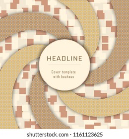 Bauhaus style. Abstract Vector design template consisting of colorful wavy elements. For Cover Report Annual Brochure, Flyer, Poster. Editable layout for  website and print, magazine cover.