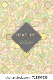 Bauhaus style. Abstract Vector design template with yellow, green squares Rhombus place for text. For Cover Report Annual Brochure, Flyer, Poster. Editable layout for presentation, website and print.
