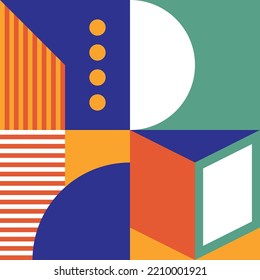 Bauhaus style art banner. Geometric square poster