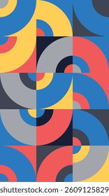 Bauhaus style colourful pattern background, simple geometric Modern abstract design