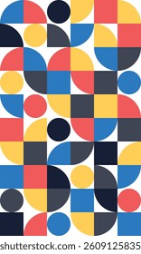 Bauhaus style colourful pattern background, simple geometric Modern abstract design