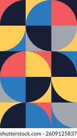 Bauhaus style colourful pattern background, simple geometric Modern abstract design