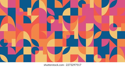 Bauhaus style contemporary seamless pattern. Abstract vector background. minimalist mid century style vector Illustration wall. 