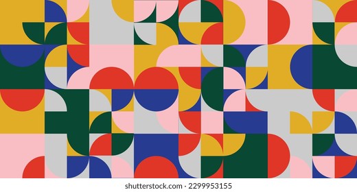 Bauhaus style contemporary seamless pattern. Abstract vector background. minimalist mid century style vector Illustration wall. 