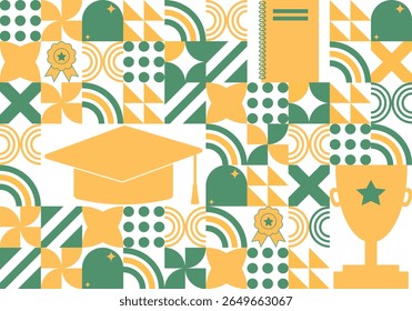 Bauhaus style design with Education, School and Achievement element vector illustration. For background, decoration, backdrop, presentation, video opening, poster and promotion materials.