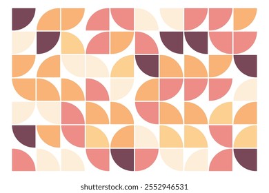 Bauhaus Style Geometric Retro Abstract Pattern in Warm Tones