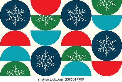 Patrón de estilo Bauhaus. Diseño con copos de nieve para envolver papel, tarjetas