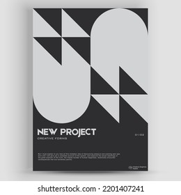 Bauhaus And Swiss Pattern Background. Graphic template made with bold typography and abstract geometric shapes, great for poster art, album cover prints.