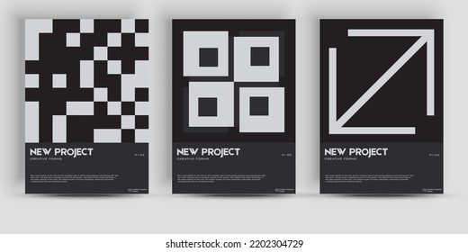 Bauhaus And Swiss Pattern Background. Graphic template made with bold typography and abstract geometric shapes, great for poster art, album cover prints.