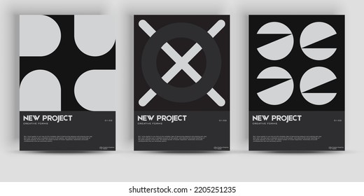 Bauhaus And Swiss Pattern Background. Graphic template made with bold typography and abstract geometric shapes, great for poster art, album cover prints.