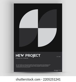 Bauhaus And Swiss Pattern Background. Graphic template made with bold typography and abstract geometric shapes, great for poster art, album cover prints.