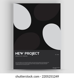 Bauhaus und Schweizer Musterhintergrund. Grafische Vorlage mit fett gedruckter Typografie und abstrakten geometrischen Formen, ideal für Posterkunst, Albumabdeckung.