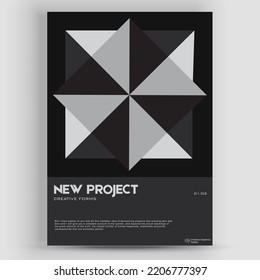 Bauhaus And Swiss Pattern Background. Graphic template made with bold typography and abstract geometric shapes, great for poster art, album cover prints.