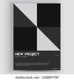 Bauhaus And Swiss Pattern Background. Graphic template made with bold typography and abstract geometric shapes, great for poster art, album cover prints.