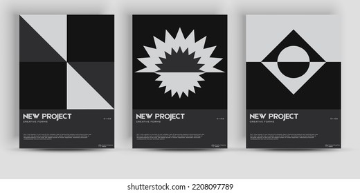 Bauhaus And Swiss Pattern Background. Graphic template made with bold typography and abstract geometric shapes, great for poster art, album cover prints.