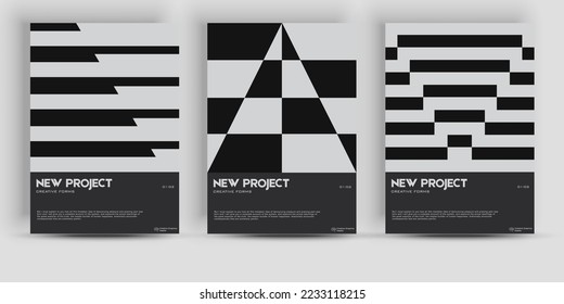 Bauhaus And Swiss Pattern Background. Graphic template made with bold typography and abstract geometric shapes, great for poster art, album cover prints.