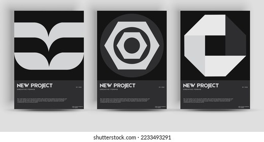 Bauhaus And Swiss Pattern Background. Graphic template made with bold typography and abstract geometric shapes, great for poster art, album cover prints.