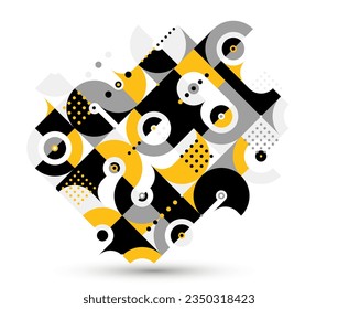 Bauhaus trendy abstract geometric vector background, tiling mosaic pattern Memphis style abstraction, cool creative wallpaper composition.