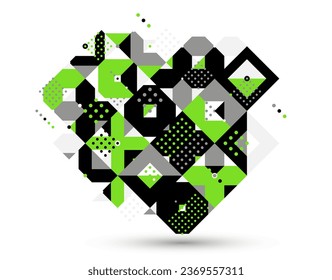 Bauhaus trendiger abstrakter geometrischer Vektorhintergrund, Fliesenmosaik Muster Memphis Stil Abstraktion, coole kreative Tapete Komposition.