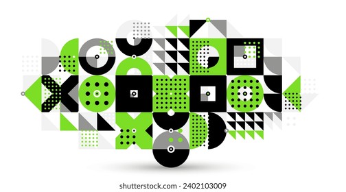 Bauhaus fondo vector geométrico abstracto a la moda, mosaico de mosaico patrón Memphis abstracción, composición de fondo de fondo creativa fresco.