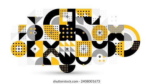 Bauhaus trendy abstract geometric vector background, tiling mosaic pattern Memphis style abstraction, cool creative wallpaper composition.