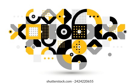 Bauhaus trendy abstract geometric vector background, tiling mosaic pattern Memphis style abstraction, cool creative wallpaper composition.