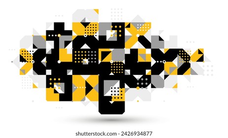 Fondo geométrico abstracto moderno del vector de Bauhaus, patrón del mosaico de azulejos abstracción del estilo de Memphis, composición creativa fresca del fondo de pantalla.