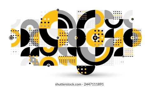 Bauhaus trendy abstract geometric vector background, tiling mosaic pattern Memphis style abstraction, cool creative wallpaper composition.