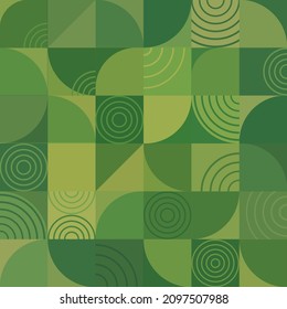 Bauhaus vector geometric minimalist background with simple shape and figures. Abstract Scandinavian green pattern design for web banner, business presentation, brand package, fabric print.