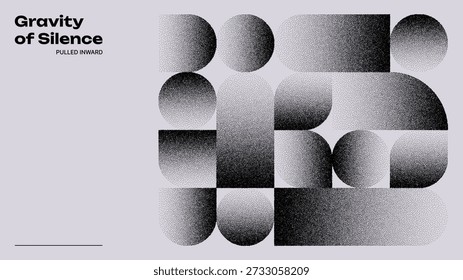 Gráfico de Vector Bauhaus con Formas geométricas y textura punteada. Fondo abstracto moderno para la Plantilla del diseño. Concepto de arte visual.