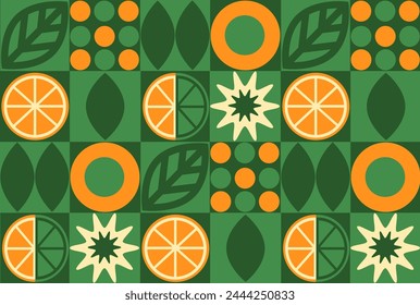 Abstractas patrón geométrico del fruto. Formas de plantas de flores orgánicas naturales, cítricos eco-agricultura. Vector ilustración mínima