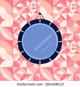 Muro de Bauhaus con espejo. Ilustrador vectorial de interiores modernos.
