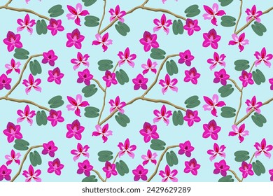 Bauhinia Floral Seamless Pattern. Vector Illustration design for fabric, tile, wrapping, wallpaper, and background