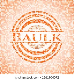 Baulk orange tile background illustration. Square geometric mosaic seamless pattern with emblem inside.
